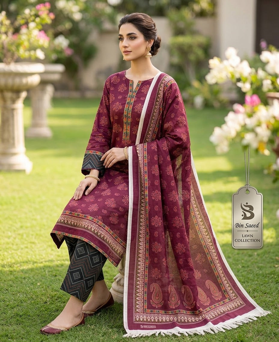 Bin Saeed 3PC khaddar 100% ORIGINAL 32