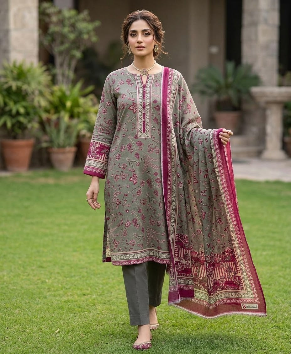 Bin Saeed 3PC khaddar 100% ORIGINAL 30