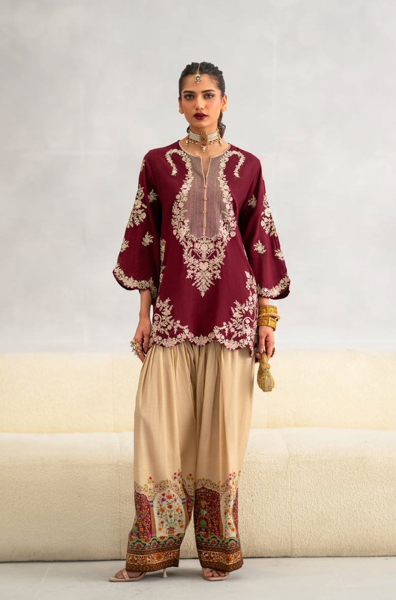 PREMIUM UNSTITCHED 2-PIECE SILK COLLECTION-MEHROON