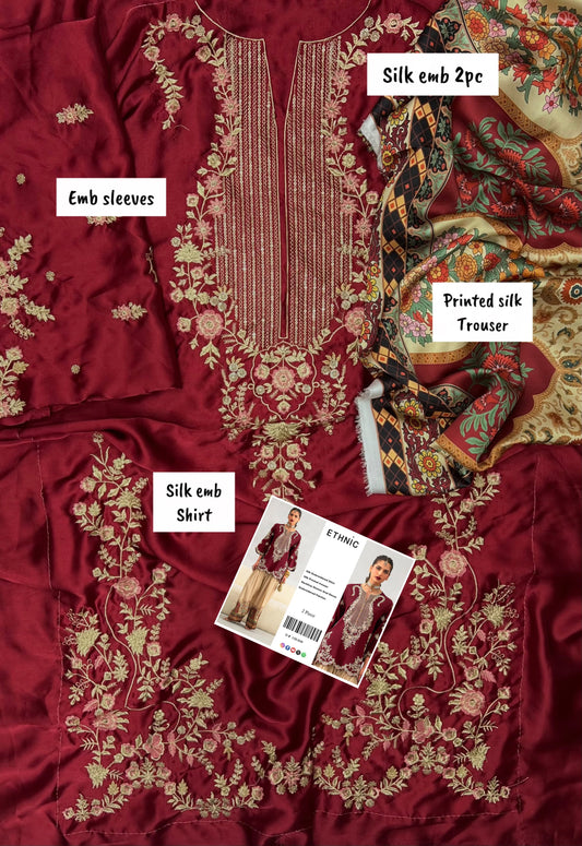 PREMIUM UNSTITCHED 2-PIECE SILK COLLECTION-MEHROON